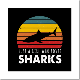 Just A Girl Who Loves Sharks Posters and Art